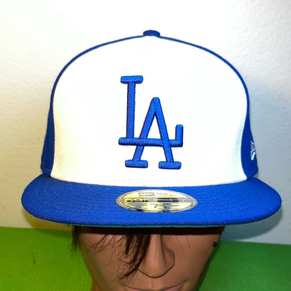 New Era 59Fifty Los Angeles LA Dodgers Fitted 7 1/2 Hat MLB Cap blue/white new